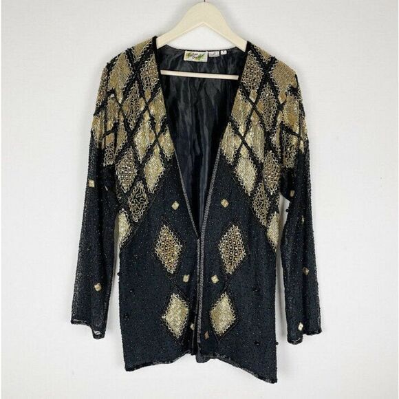 Vintage Fashion Creation Silk Black And Gold top - Picture 2 of 9